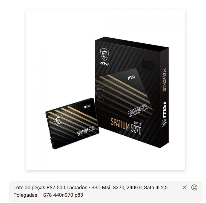 Lote de 30 SSD Msi Spatium S270, 240GB, Sata III 2,5 Polegadas - S78-440n070-p83